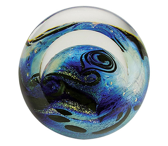 Blue Planet Paperweight by Glass Eye Studio